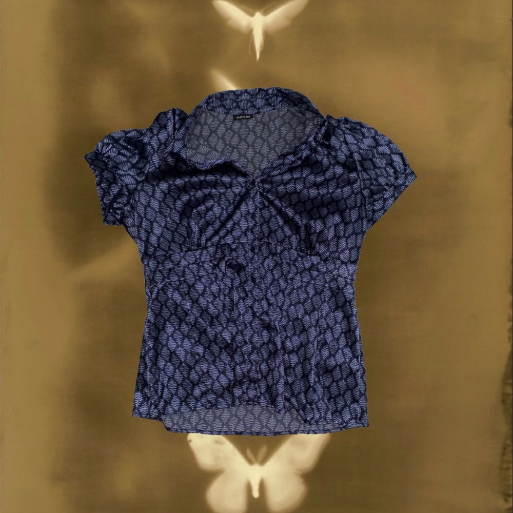 Purple argyle silk button up tee